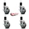 Service Caster 4'' Gray Poly Swivel 1-3/4'' Expanding Stem Caster Set with Brake, 4PK SCC-EX20S414-PPUB-TLB-134-4 - alternate 3